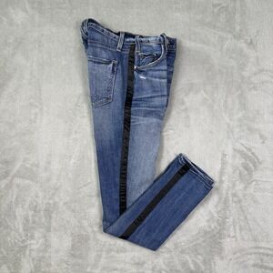 McGuire Denim Satin Tuxedo Stripe Jeans Women's 27 Modern Chic Skinny Black Trim